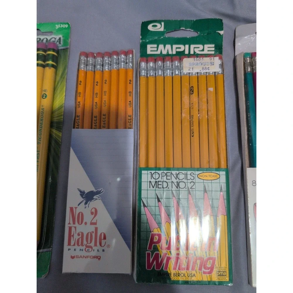 Vintage School‎ Pencils Lot Ticonderoga Eagle Empire Berol No.2 Soft Splash USA